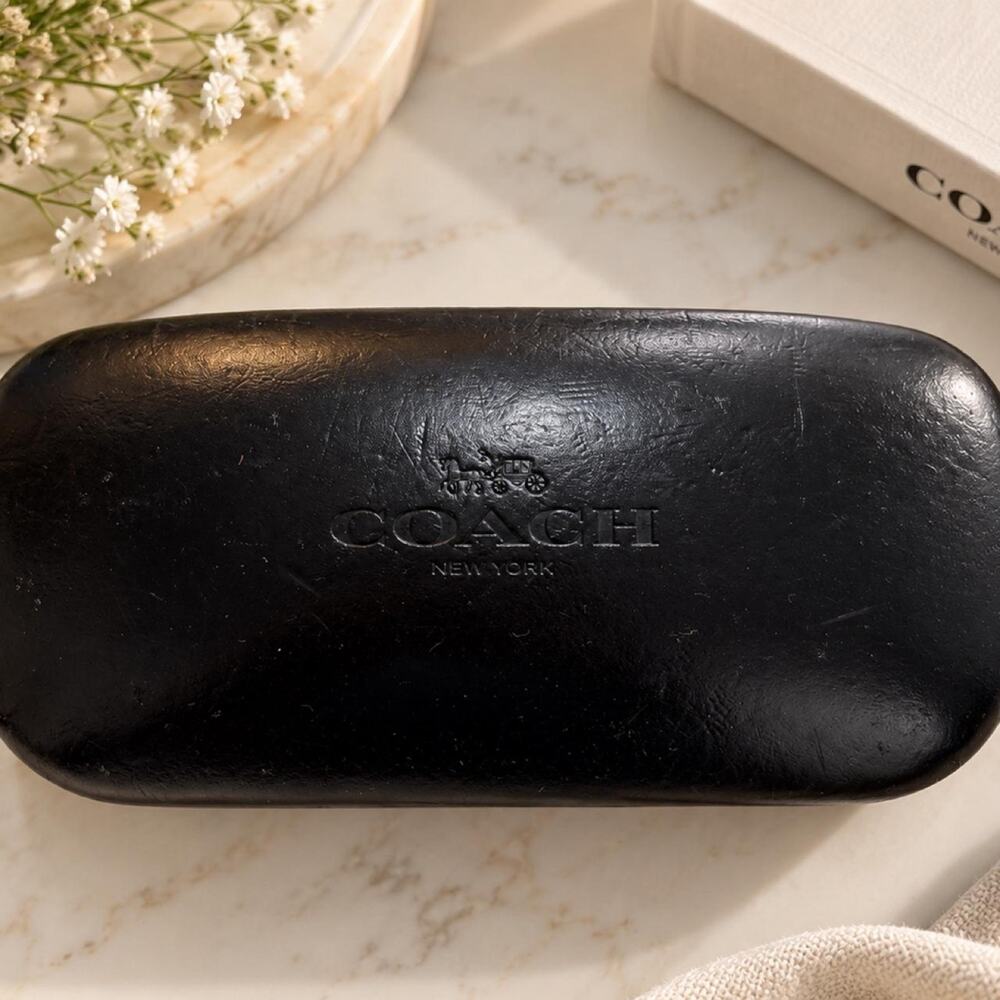 Coach black leather glasses case